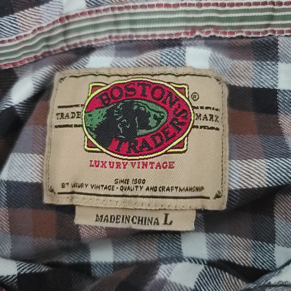 Boston Traders Men's Size L Long Sleeve Shirt Multicolor Checked - Picture 8 of 10